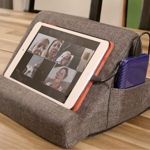 Gray Tablet Stand with Charging Pocket Duo Angle Soft